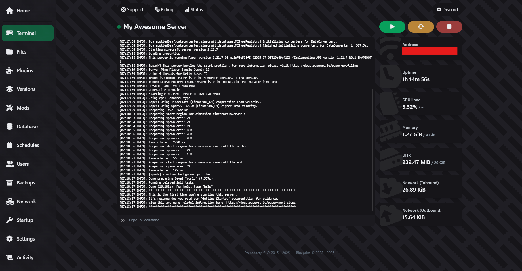 Easy-to-use game server control panel