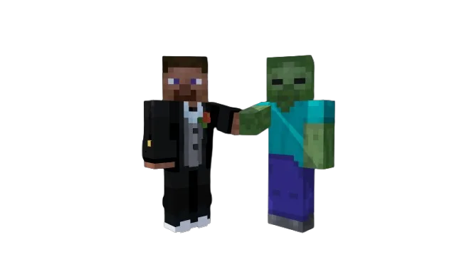Minecraft characters shaking hands